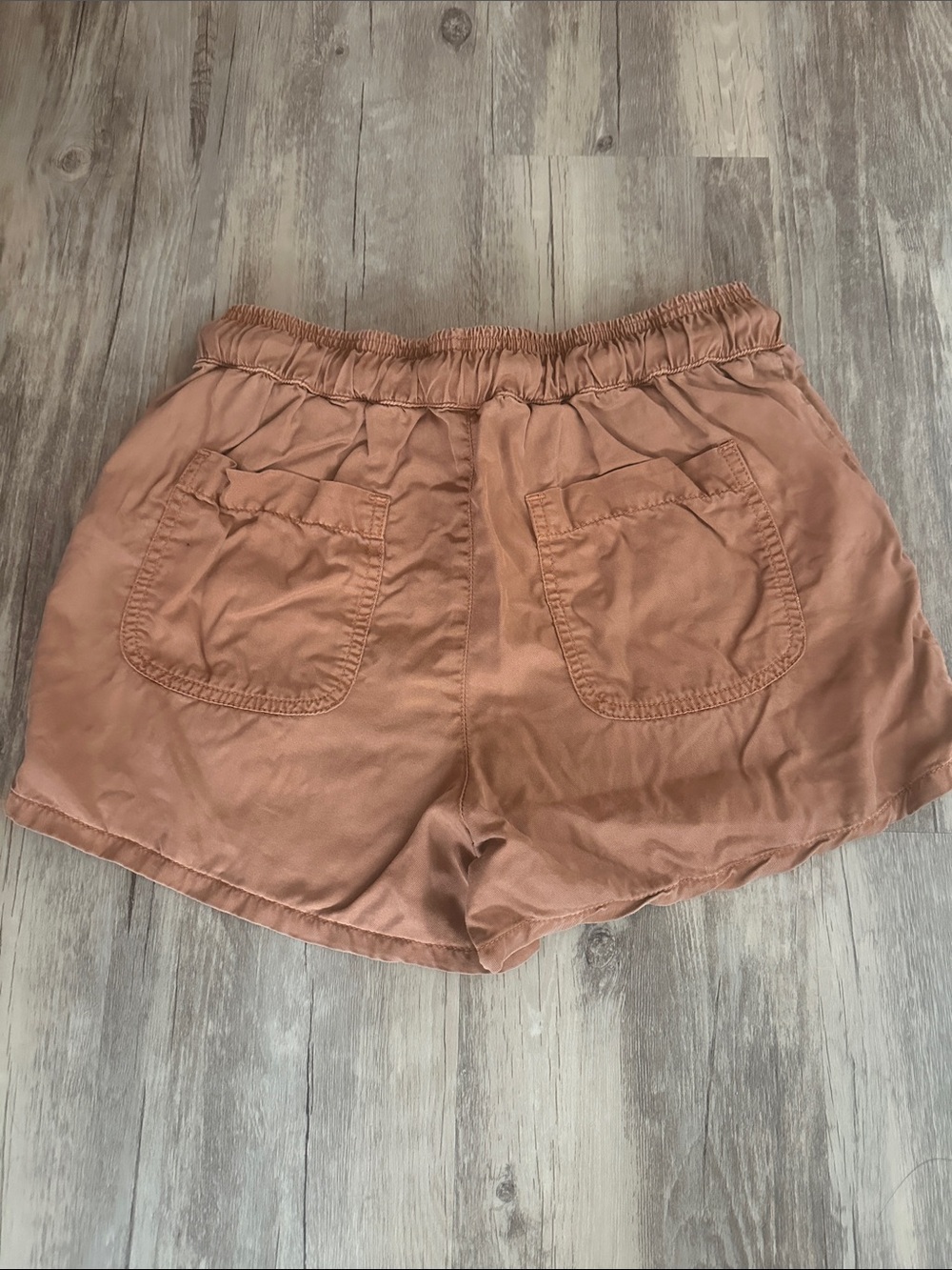 Quince Rust Brown Drawstring Casual Women's Shorts - Picture 2 of 3